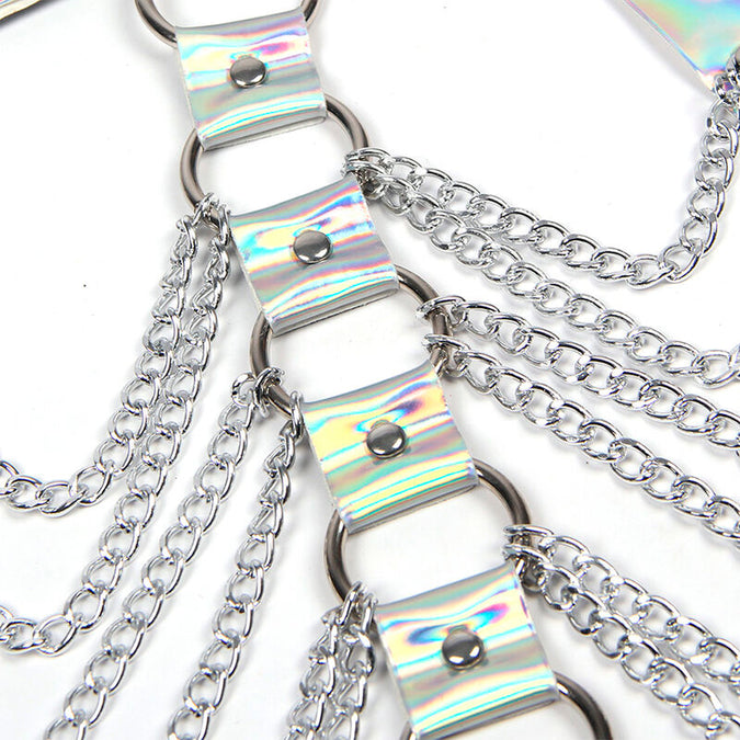 Subblime – 953737 Chest Harness With Rings And Chains Silver One Size