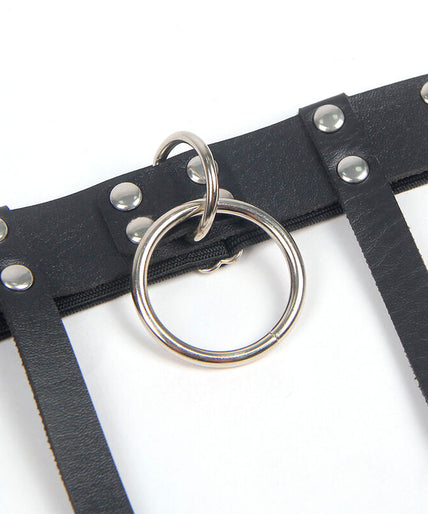 SUBBLIME - 953744 ADJUSTABLE LEATHER PUNK GARTER BLACK ONE SIZE
