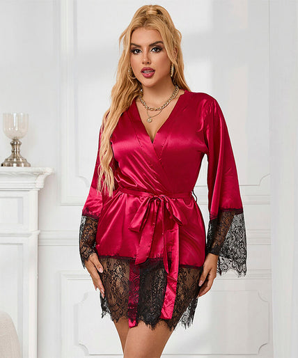 SUBBLIME - 953829 ELEGANT LACE PAJAMAS + THONG RED L/XL