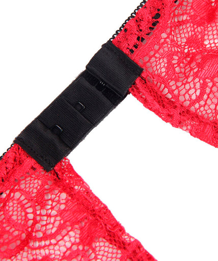 SUBBLIME - 953898 SILK AND LACE NIGHTGOWN + PANTIES RED S/M