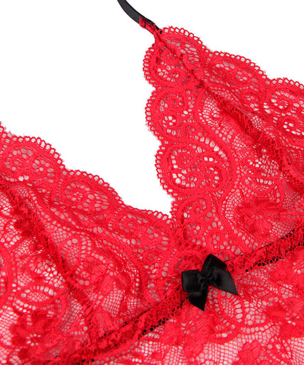 SUBBLIME - 953904 SILK AND LACE NIGHTGOWN + PANTIES RED L/XL
