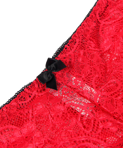SUBBLIME - 953904 SILK AND LACE NIGHTGOWN + PANTIES RED L/XL