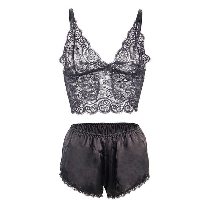 SUBBLIME - 953911 ZIJDE EN KANTEN NACHTJAPON + SLIP ZWART S/M