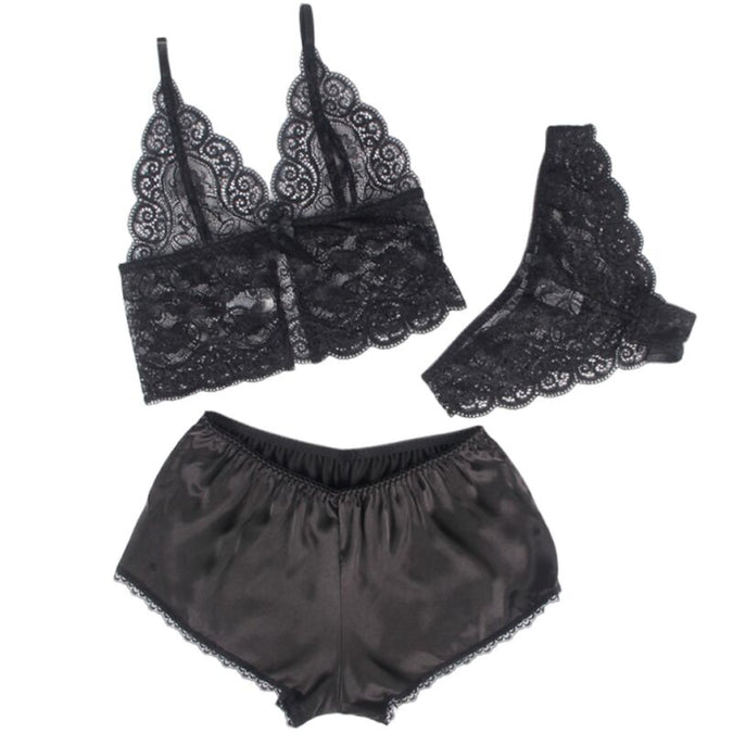 SUBBLIME - 953911 ZIJDE EN KANTEN NACHTJAPON + SLIP ZWART S/M