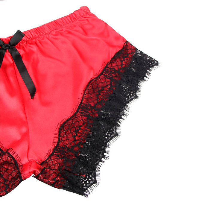 Subblime – 953966 Casual Silk Nightgown + Lace Pants Black/red L/xl
