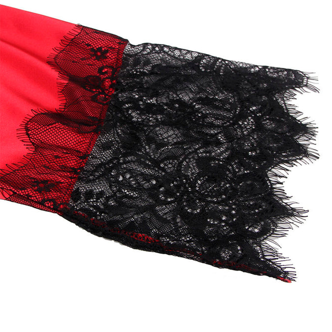 Subblime – 954024 Lace Sheer Back Camisole + Thong Red/black L/xl