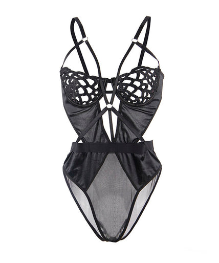 SUBBLIME - 954055 SEXY LACE BODYSUIT BLACK S/M