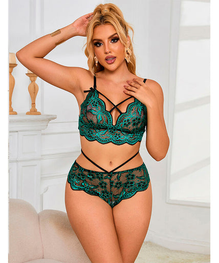 SUBBLIME - 954086 BRA + PANTIES LACE GREEN S/M