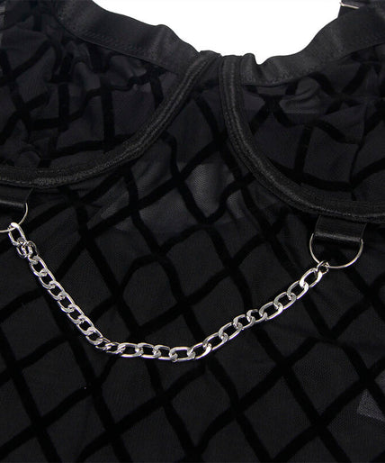 SUBBLIME - 9542277 BODY WITH CHAINS + GARTER BELT BLACK L/XL