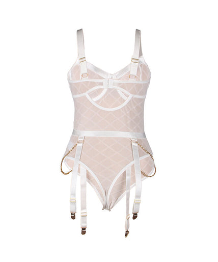 SUBBLIME - 954291 BODY WITH CHAINS + GARTER BELT WHITE L/XL