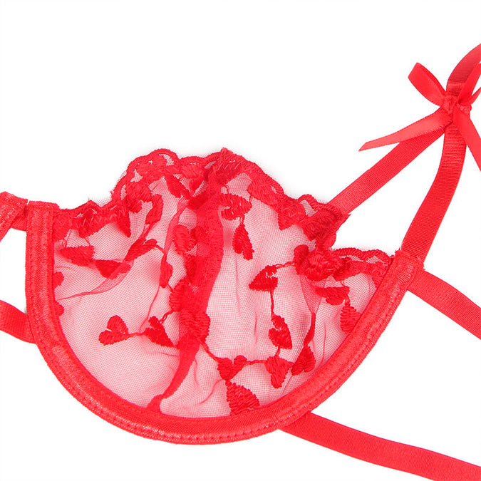 SUBBLIME - 954338 HARTJES PRINT BH + STRING + JARRETELGORDEL ROOD L/XL