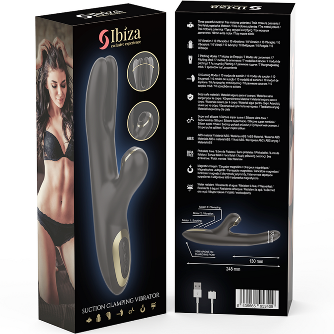IBIZA - DUBBELE VIBRATOR KLEMMEND ZWART