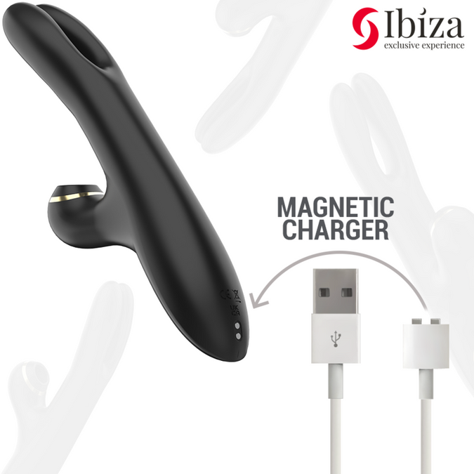 IBIZA - DUBBELE VIBRATOR KLEMMEND ZWART