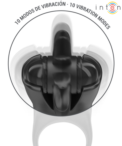 INTENSE - MABEL VIBRATING RING 10 VIBRATIONS WITH CLITORIS STIMULATOR BLACK