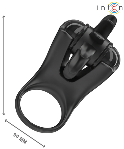 INTENSE - MABEL VIBRATING RING 10 VIBRATIONS WITH CLITORIS STIMULATOR BLACK