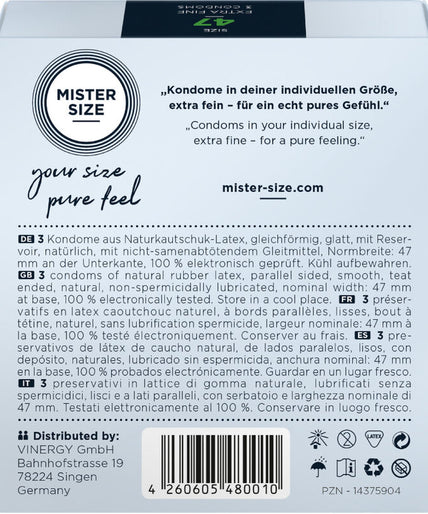 MISTER SIZE - CONDOMS SIZE XS 47 MM (3 UNITS)