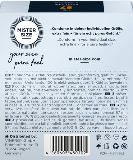 MISTER SIZE - CONDOM SIZE L 57 MM (3 UNITS)