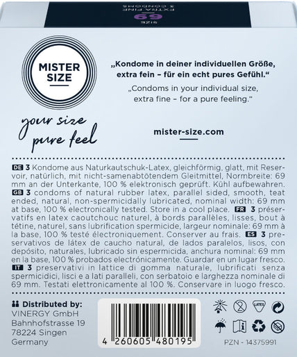 MISTER SIZE - CONDOOMS MAAT XXXL 69 MM (3 STUKS)