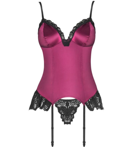 LIVCO CORSETTI FASHION - AGRAFENA CF 90436 CORSET + THONG BURGUNDY S/M