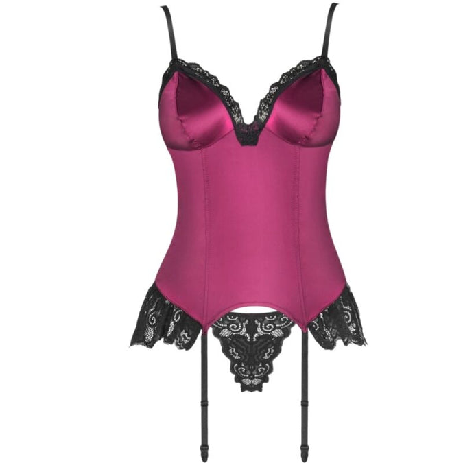 LIVCO CORSETTI FASHION - AGRAFENA CF 90436 CORSET + STRING BURGUNDY S/M