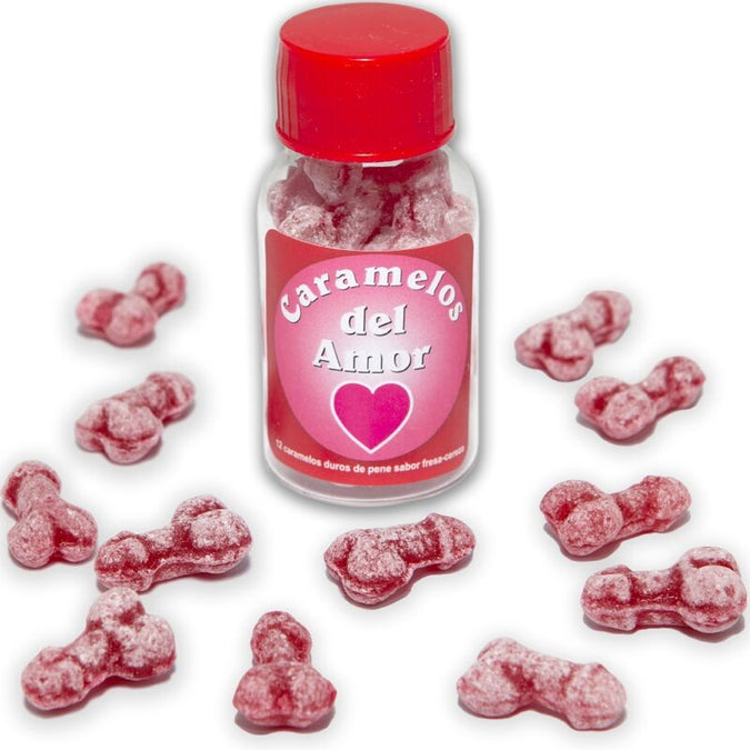 Diablo Picante – 12 Penis-förmige Liebesbonbons Erdbeer/Kirsch