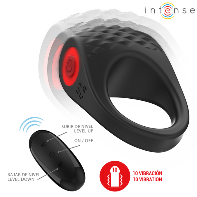 Intense – Clover Vibrator Penis Ring 10 Vibrations Black