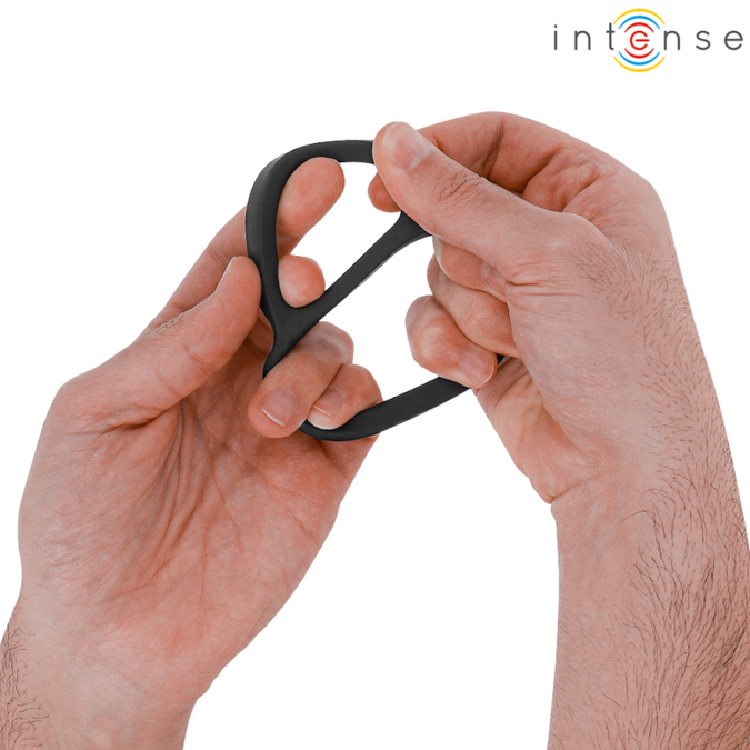 INTENSE - BOBBY DUBBELE SILICONEN PENISRING ZWART