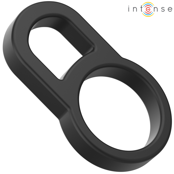 INTENSE - BOBBY DUBBELE SILICONEN PENISRING ZWART