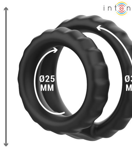 INTENSE - DEWEY DOUBLE SILICONE PENIS RING BLACK MODEL 2