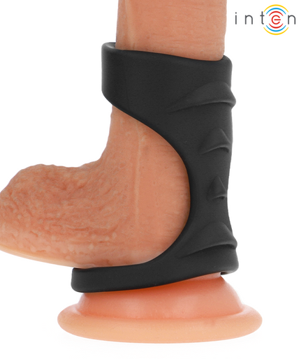 INTENSE - THEO DOUBLE SILICONE PENIS RING BLACK MODEL 3