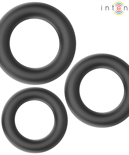 INTENSE - HUGH 3 BASIC SILICONE PENIS RINGS BLACK