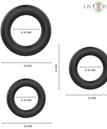 INTENSE - HUGH 3 BASIC SILICONE PENIS RINGS BLACK