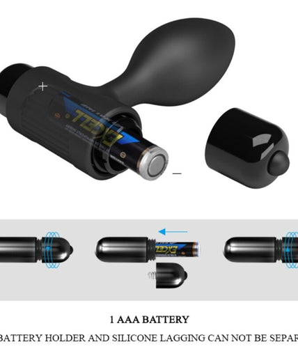PRETTY LOVE - VIBRA BUTT 10 VIBRATIONS ANAL PLUG BLACK