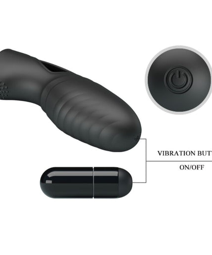 PRETTY LOVE - ALAN SILICONE FINGER VIBRATOR BLACK