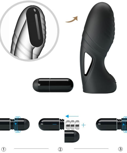 PRETTY LOVE - ALAN SILICONE FINGER VIBRATOR BLACK