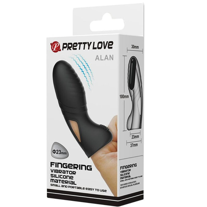 PRETTY LOVE - ALAN SILICONEN VINGER VIBRATOR ZWART