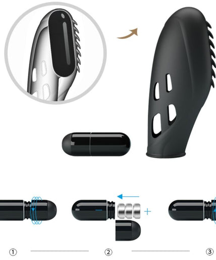 PRETTY LOVE - GILO SILICONE FINGER VIBRATOR BLACK