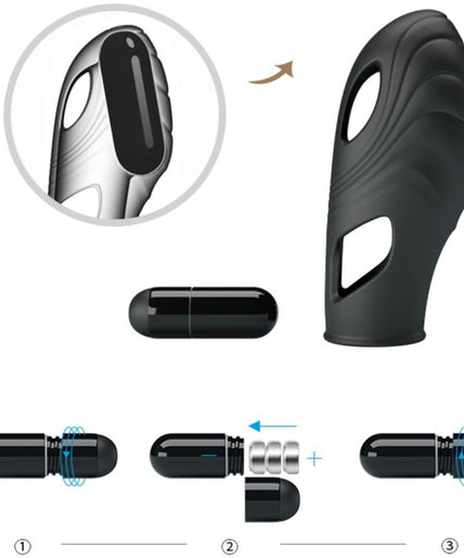 PRETTY LOVE - LICH SILICONE FINGER VIBRATOR BLACK