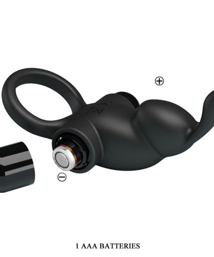 PRETTY LOVE - VIBRATING RING + RABBIT CLITORIS STIMULATOR 10 VIBRATIONS BLACK