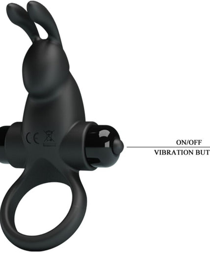PRETTY LOVE - VIBRATING RING + RABBIT CLITORIS STIMULATOR 10 VIBRATIONS BLACK