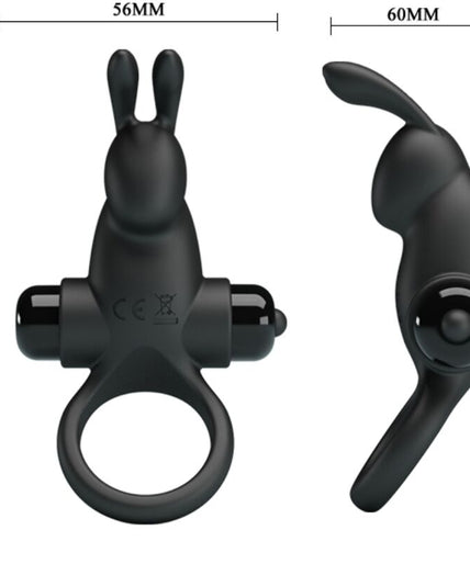 PRETTY LOVE - VIBRATING RING + RABBIT CLITORIS STIMULATOR 10 VIBRATIONS BLACK