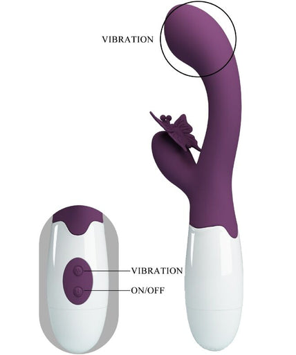 PRETTY LOVE - BUTTERFLY KISS RABBIT VIBRATOR & G-SPOT STIMULATOR PURPLE