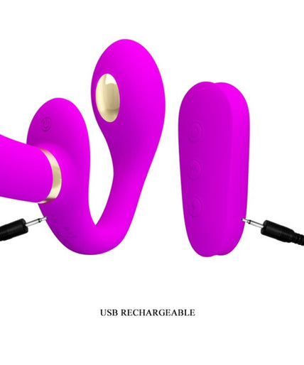 PRETTY LOVE - THUNDERBIRD DOUBLE STRAP-ON VIBRATOR REMOTE CONTROL PURPLE