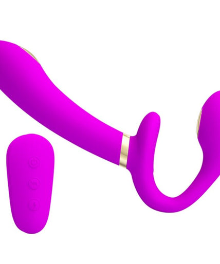 PRETTY LOVE - THUNDERBIRD DOUBLE STRAP-ON VIBRATOR REMOTE CONTROL PURPLE