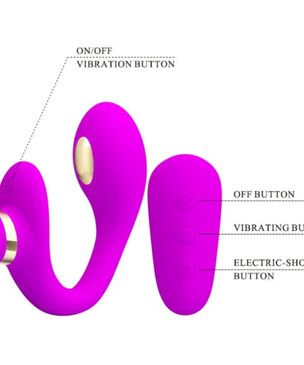 PRETTY LOVE - THUNDERBIRD DOUBLE STRAP-ON VIBRATOR REMOTE CONTROL PURPLE