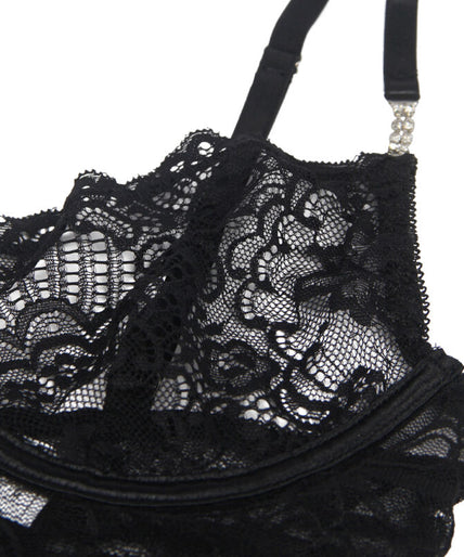SUBBLIME - 954185 LACE BABYDOLL WITH ADJUSTABLE STRAPS BLACK S/M