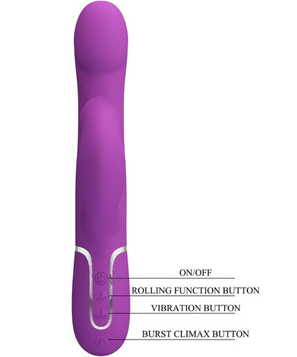 PRETTY LOVE - 4 IN 1 MULTIFUNCTION VIBRATOR & STIMULATOR PURPLE