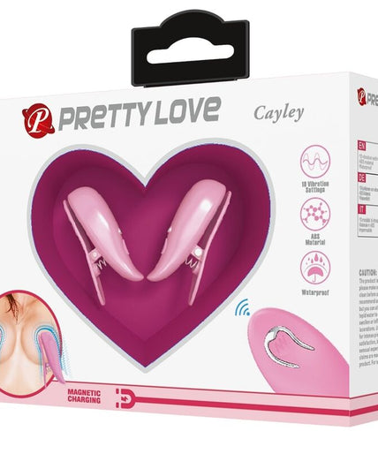PRETTY LOVE - CAILEY NIPPLE CLAMPS 10 VIBRATIONS REMOTE CONTROL PINK