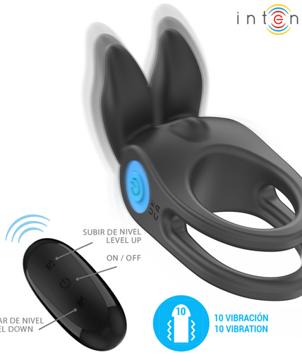 INTENSE - SAM VIBRATOR DOUBLE PENIS RING 10 VIBRATIONS BLACK