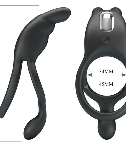 PRETTY LOVE - SETH DOUBLE VIBRATING RING RABBIT 7 VIBRATIONS BLACK